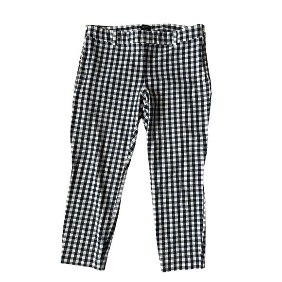 J CREW Winnie Blue White Gingham Plaid Ankle Pants Size 10 - Picture 1 of 5